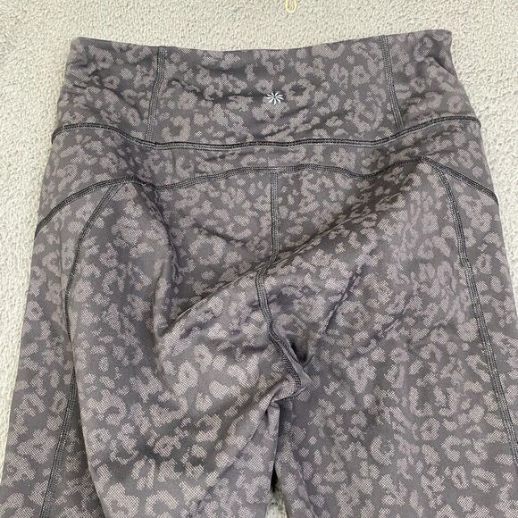 Athleta Rainier Tight Womens Small Reflective Leopard Legging Black Gray Stretch - Picture 10 of 11